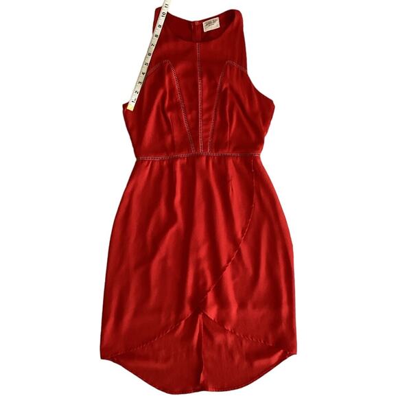 Sienna Sky High Low Sleeveless Crochet Asymmetrical Tulip Mini Dress Red S - Picture 11 of 16